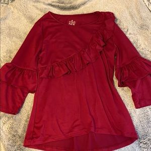Girls Burgundy Ruffle Shirt size 10/12